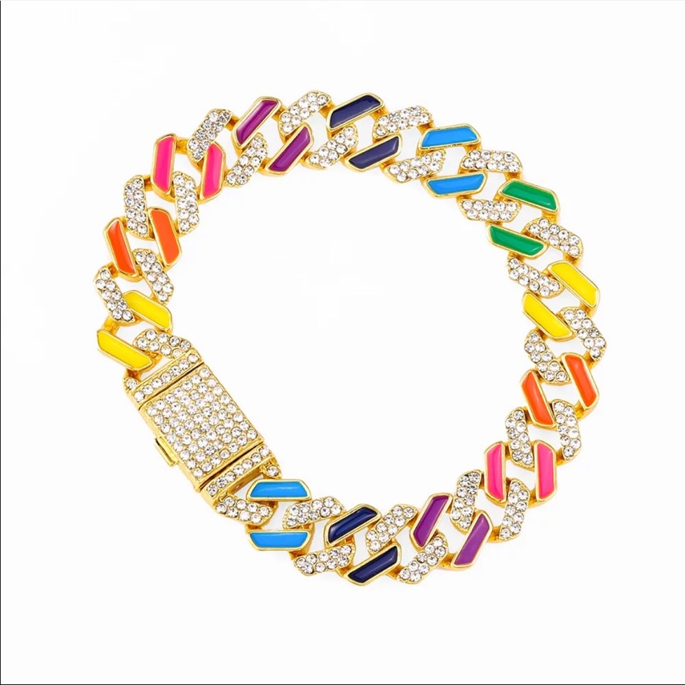 Rainbow Gold Cuban Chain bracelet NWT 8 inches